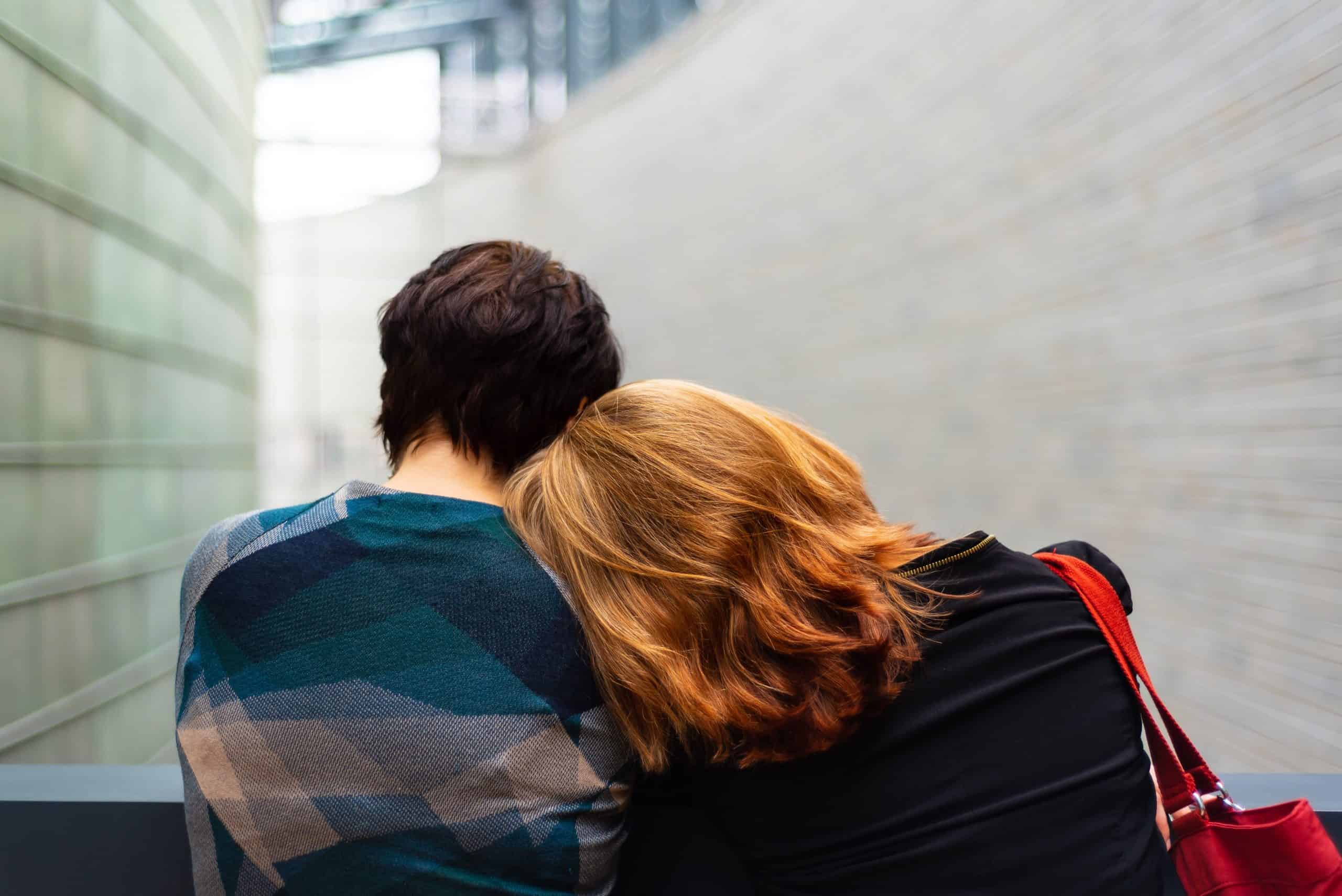 Empath resting on a friend's shoulder.