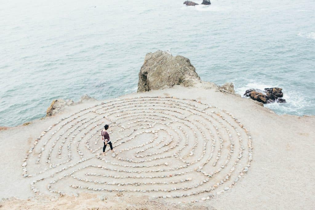 Labyrinth spiritual symbol.