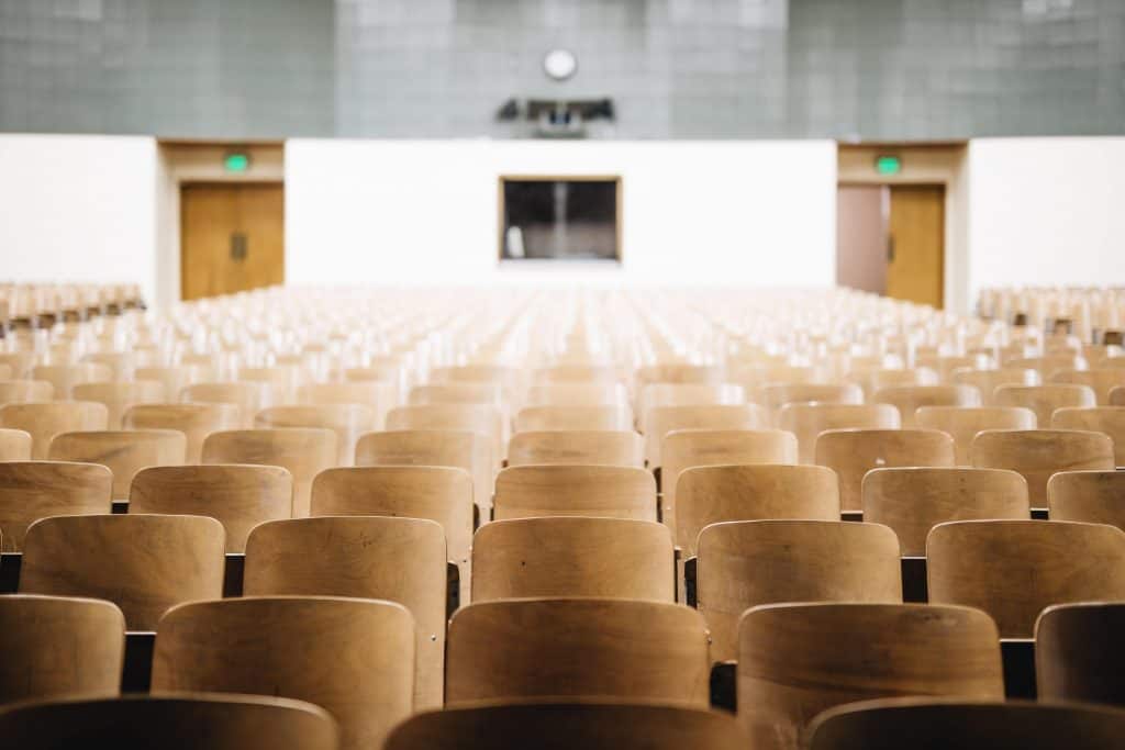 A lecture hall at a college.