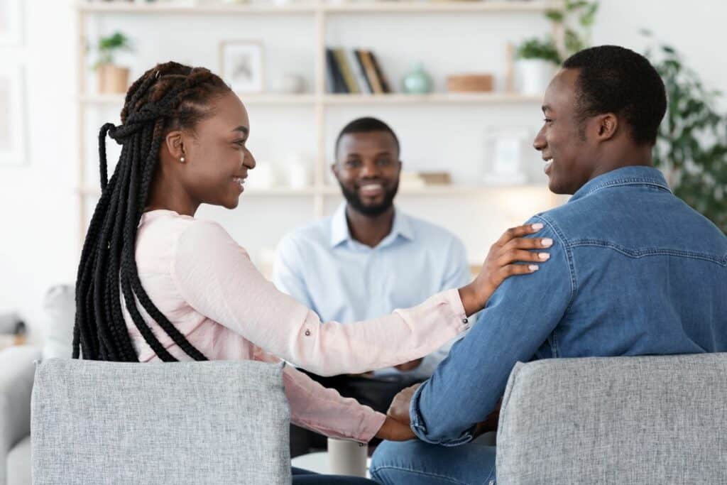 Marriage couple in a counseling session.